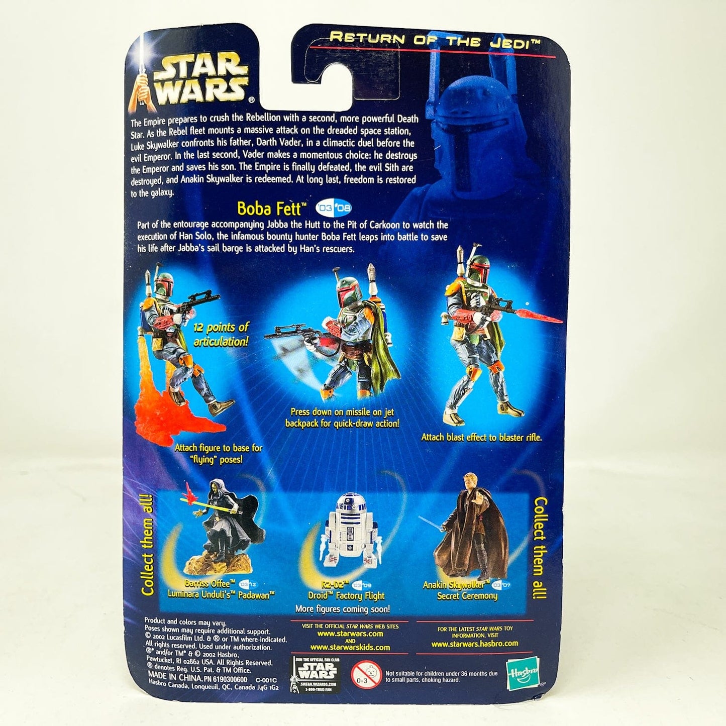 Vintage Hasbro Star Wars Mid MOC Boba Fett (The Pit of Carkoon) #03-08 - Hasbro SAGA Series 3.75"