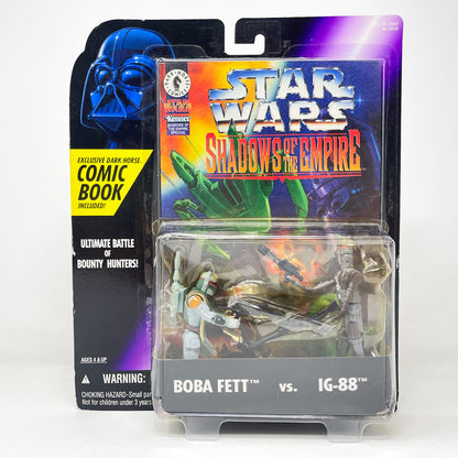 Vintage Hasbro Star Wars Mid MOC Boba Fett vs. IG-88 - Shadows of The Empire - Hasbro 1996 POTF2 Darkhorse Comic Action Figure 2-Pack