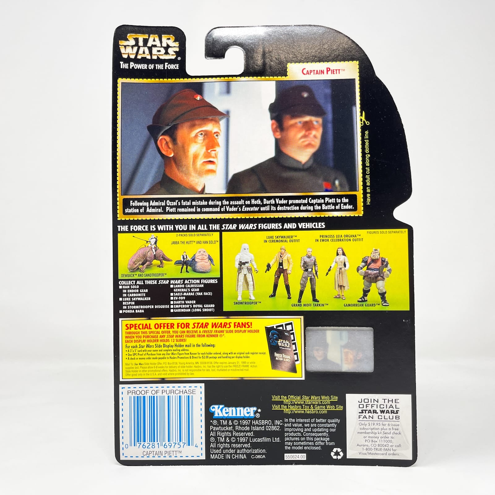 Vintage Hasbro Star Wars Mid MOC Captain Piett (with Blaster Rifle and Pistol — Error Card)  – Hasbro Star Wars Power of the Force (1998)