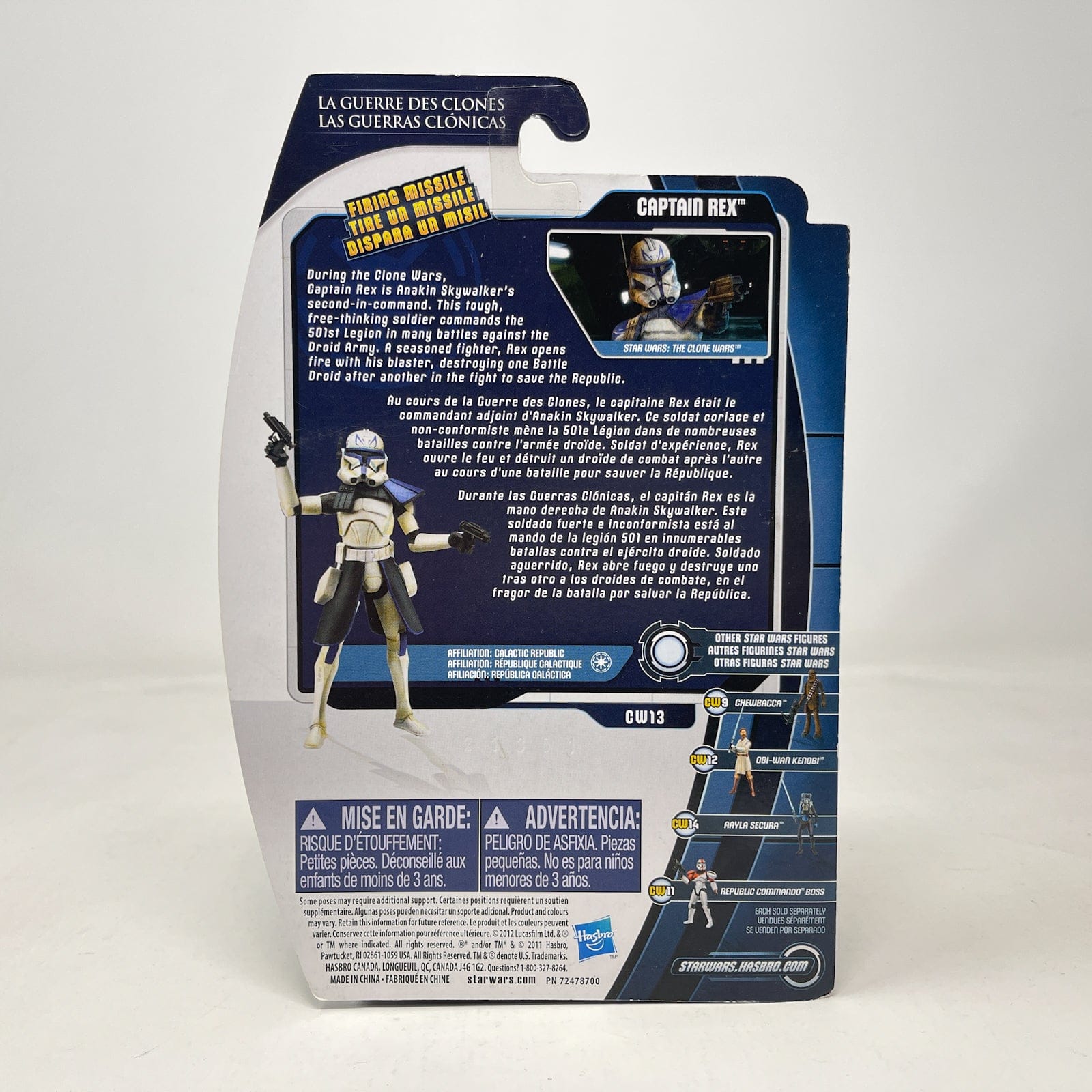 Vintage Hasbro Star Wars Mid MOC Captain Rex CW13 – Hasbro Clone Wars 3.75” (2010)