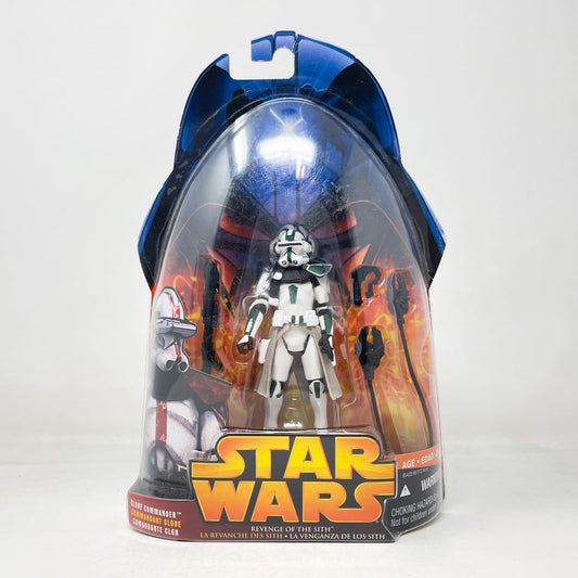 Vintage Hasbro Star Wars Mid MOC Clone Commander (Green) #33 - Hasbro ROTS 2005