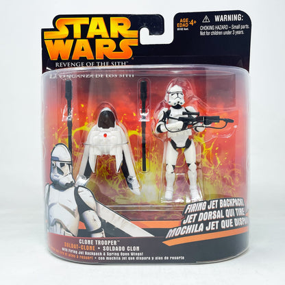 Vintage Hasbro Star Wars Mid MOC Clone Trooper (Firing Jet Backpack) – Hasbro Star Wars Revenge of the Sith (2005)