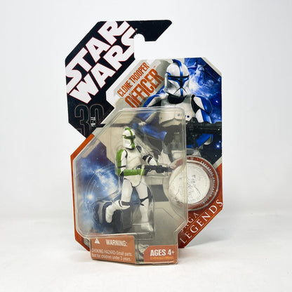 Vintage Hasbro Star Wars Mid MOC Clone Trooper Officer (Green) with Silver Coin - 2007 Hasbro 30th Anniversary