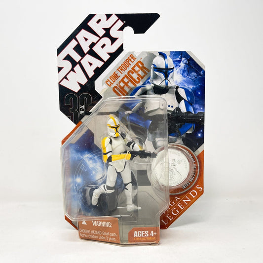 Vintage Hasbro Star Wars Mid MOC Clone Trooper Officer (Yellow) with Silver Coin - 2007 Hasbro 30th Anniversary