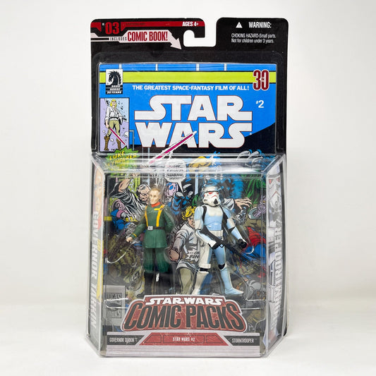 Vintage Hasbro Star Wars Mid MOC Comic Pack #03 Governor Tarkin & Stormtrooper- Hasbro Star Wars Darkhorse Comic Action Figure 2-Pack