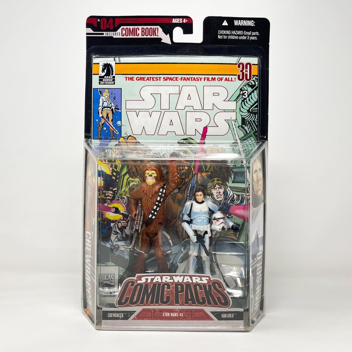 Vintage Hasbro Star Wars Mid MOC Comic Pack #04 Chewbacca & Han Solo - Hasbro Star Wars Darkhorse Comic Action Figure 2-Pack