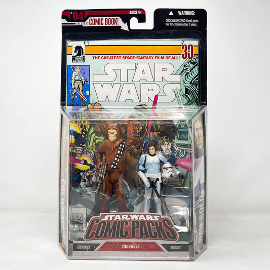 Vintage Hasbro Star Wars Mid MOC Comic Pack #04 Chewbacca & Han Solo - Hasbro Star Wars Darkhorse Comic Action Figure 2-Pack