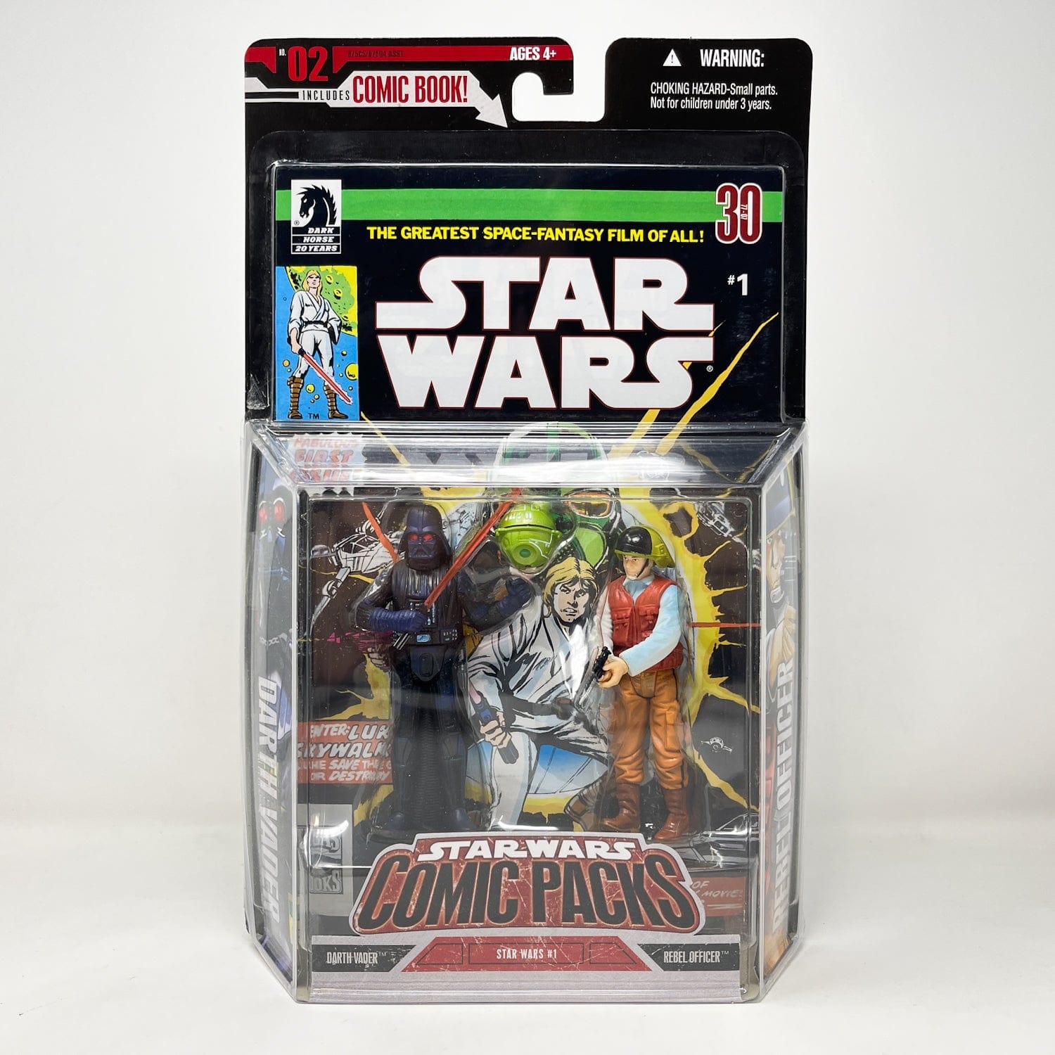 Vintage Hasbro Star Wars Mid MOC Comic Pack #2 Darth Vader and Rebel Officer - Hasbro Star Wars Darkhorse Comic Action Figure 2-Pack
