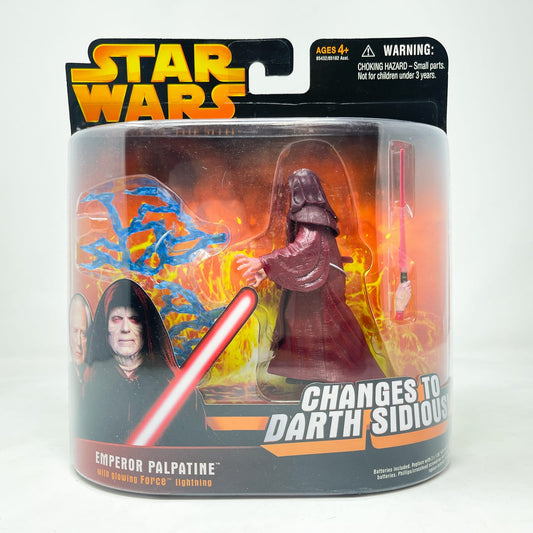 Vintage Hasbro Star Wars Mid MOC Emperor Palpatine with Glowing Force Lightning - Hasbro 2005 Revenge of the Sith