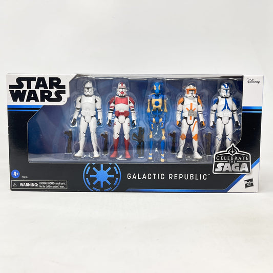 Vintage Hasbro Star Wars Mid MOC Galactic Republic (Celebrate the Saga) - 5 Figure Clone Wars Set - 3.75" Hasbro Saga Collection
