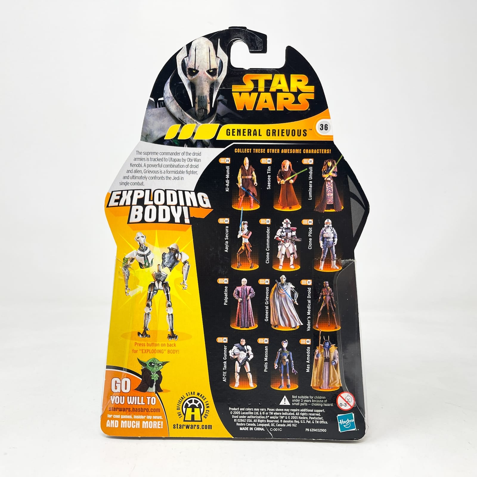 Vintage Hasbro Star Wars Mid MOC General Grievous (Exploding Body) #36 - Hasbro ROTS 2005