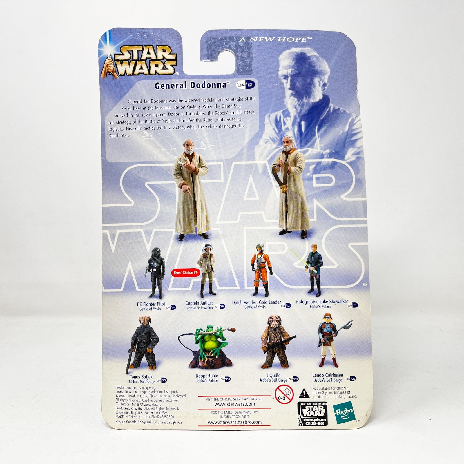Vintage Hasbro Star Wars Mid MOC General Jan Dodonna (Battle of Yavin) #04-12 - Hasbro SAGA Series 3.75"