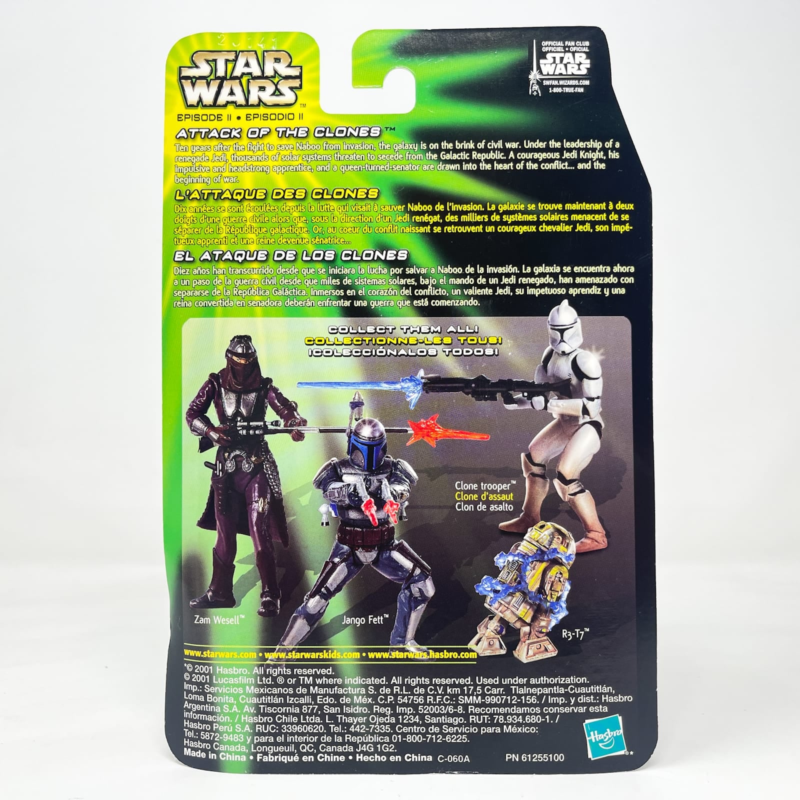 Vintage Hasbro Star Wars Mid MOC Jango Fett (AOTC Sneak Preview) - Hasbro Power of the Jedi POTJ (2002)