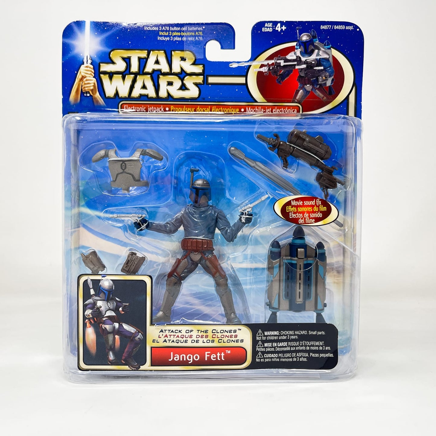 Vintage Hasbro Star Wars Mid MOC Jango Fett w/ Backpack & Snap-On Armor Deluxe - Hasbro SAGA Series 3.75" (2002)