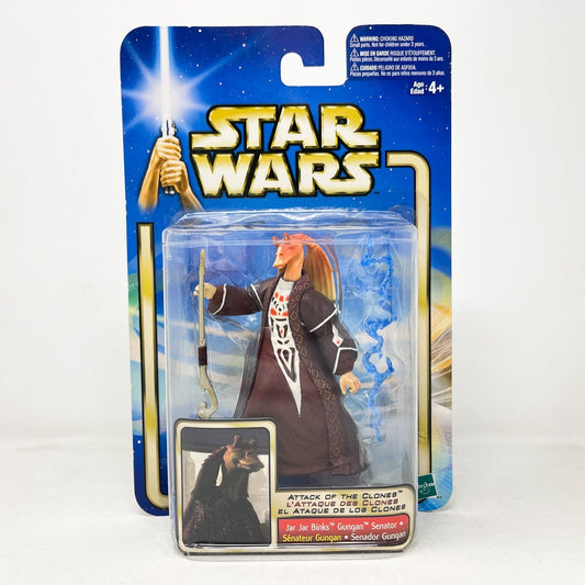Vintage Hasbro Star Wars Mid MOC Jar Jar Binks (Gungan Senator) #02-24 - Hasbro SAGA Series 3.75"