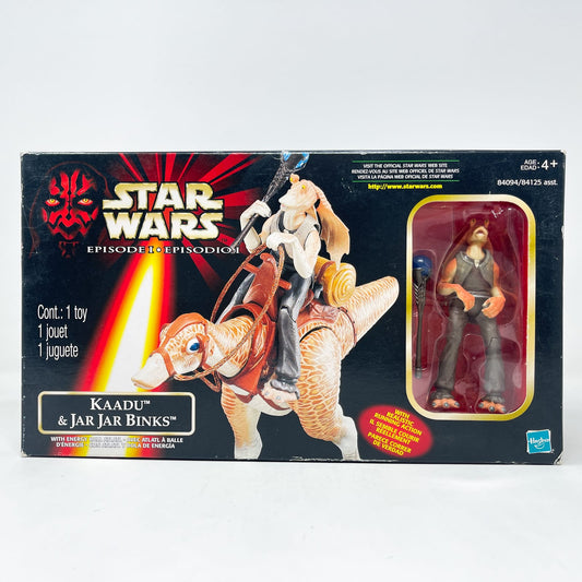 Vintage Hasbro Star Wars Mid MOC Kaadu & Jar Jar Binks - Hasbro The Phantom Menace (1999)