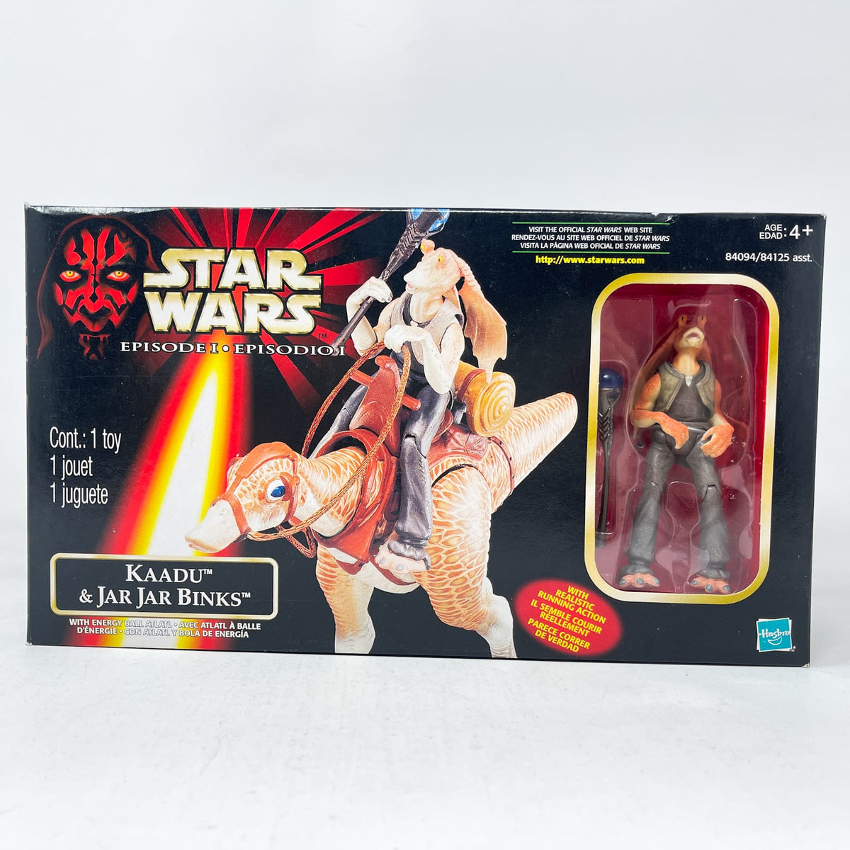 Vintage Hasbro Star Wars Mid MOC Kaadu & Jar Jar Binks - Hasbro The Phantom Menace (1999)
