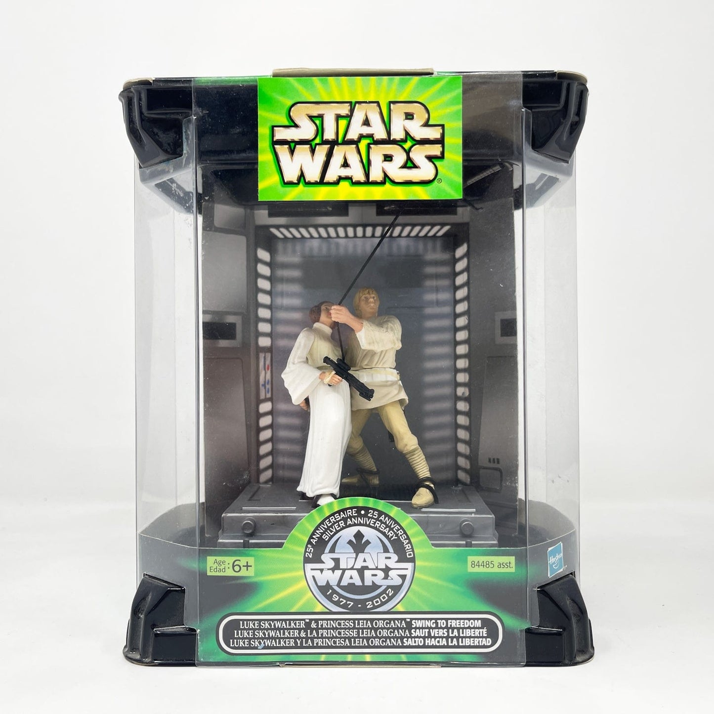 Vintage Hasbro Star Wars Mid MOC Luke Skywalker and Princess Leia (Swing to Freedom) 25th Anniversary - Hasbro Power of the Jedi POTJ (2002)
