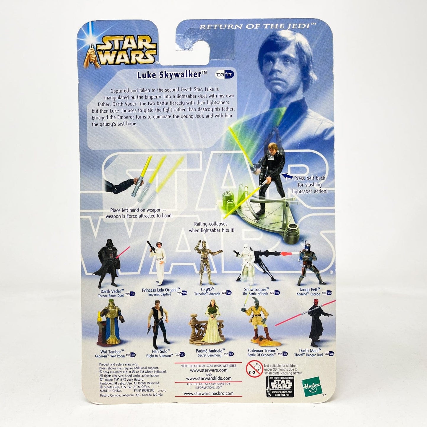 Vintage Hasbro Star Wars Mid MOC Luke Skywalker (Throne Room Duel) #03-17 - Hasbro SAGA Series 3.75"
