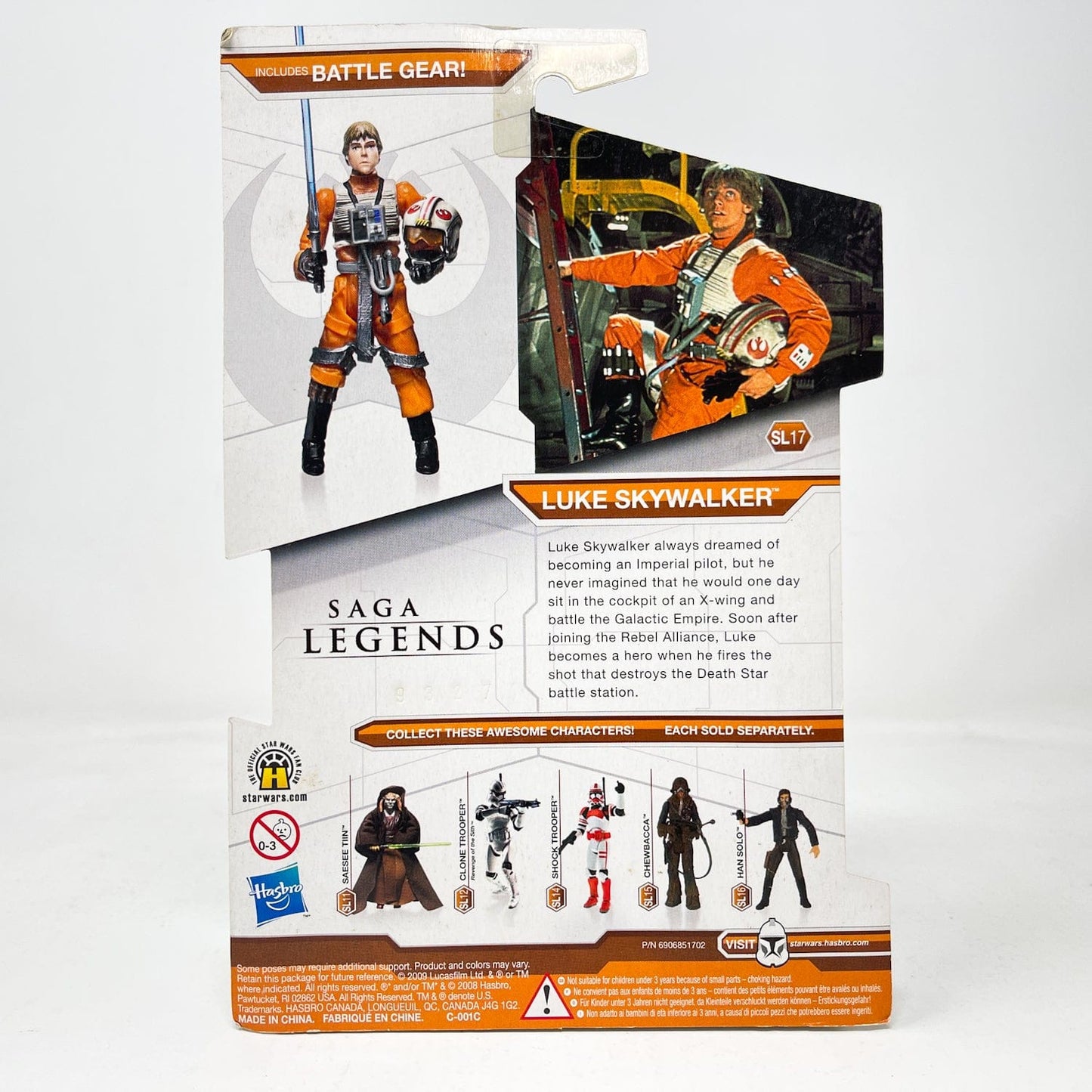 Vintage Hasbro Star Wars Mid MOC Luke Skywalker X-Wing Pilot SL17 - Hasbro Saga Legends 3.75"