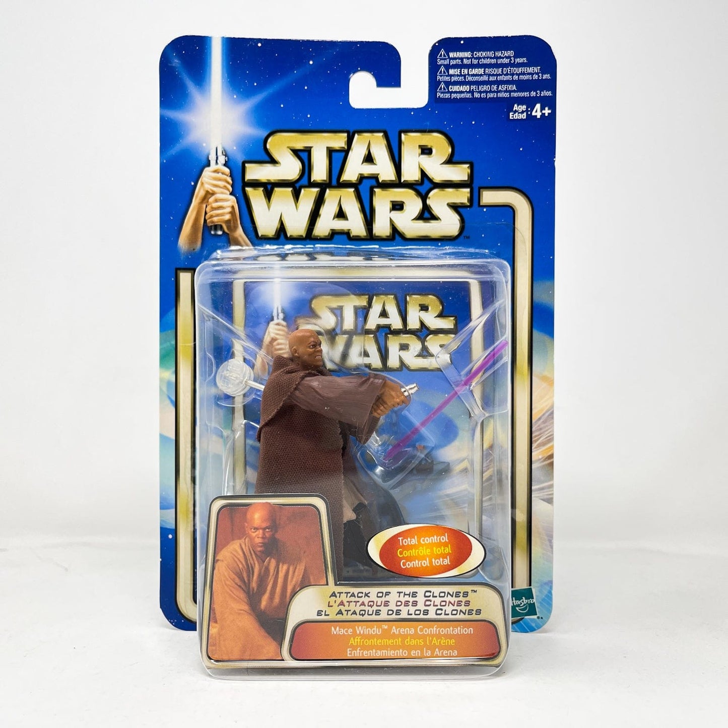 Vintage Hasbro Star Wars Mid MOC Mace Windu (Arena Confrontation) #03-02 - Hasbro SAGA Series 3.75"