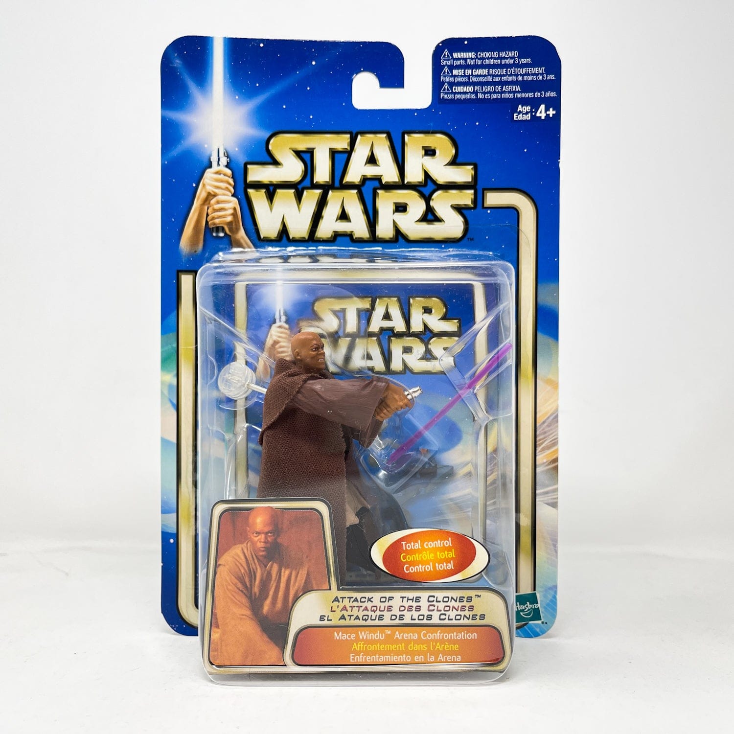 Vintage Hasbro Star Wars Mid MOC Mace Windu (Arena Confrontation) #03-02 - Hasbro SAGA Series 3.75"