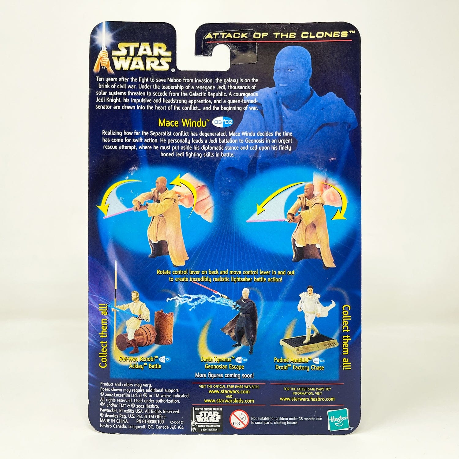 Vintage Hasbro Star Wars Mid MOC Mace Windu (Arena Confrontation) #03-02 - Hasbro SAGA Series 3.75"