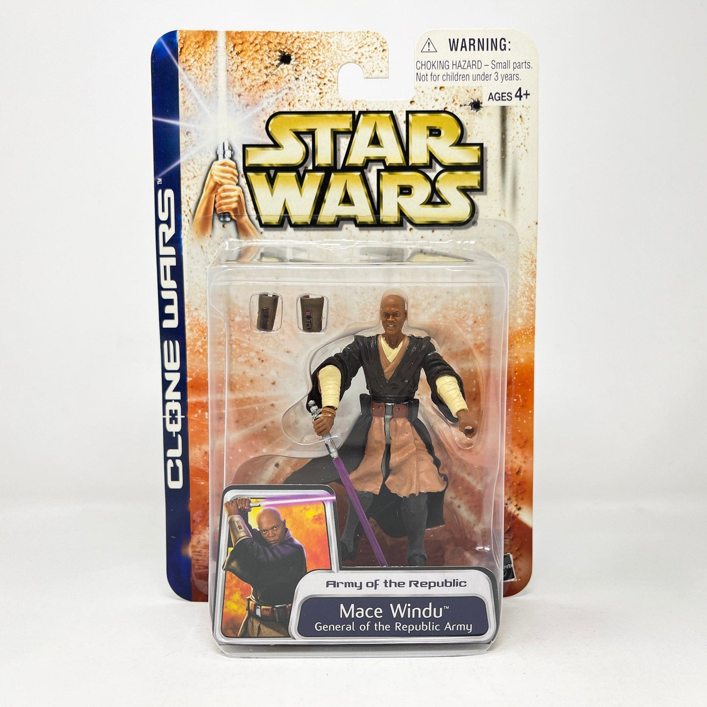 Vintage Hasbro Star Wars Mid MOC Mace Windu - General of the Republic Army 03-48 (2003) - SAGA Clone Wars MOC