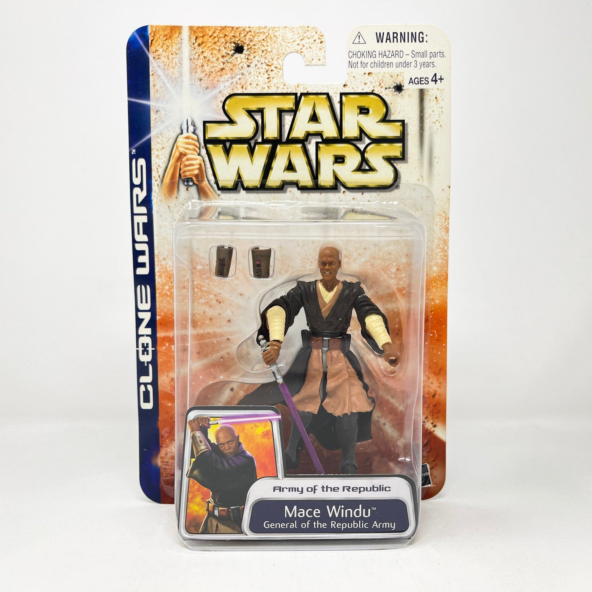 Vintage Hasbro Star Wars Mid MOC Mace Windu - General of the Republic Army 03-48 (2003) - SAGA Clone Wars MOC