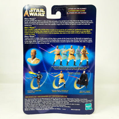Vintage Hasbro Star Wars Mid MOC Mace Windu (Geonosian Rescue) #02-28 - Hasbro SAGA Series 3.75"