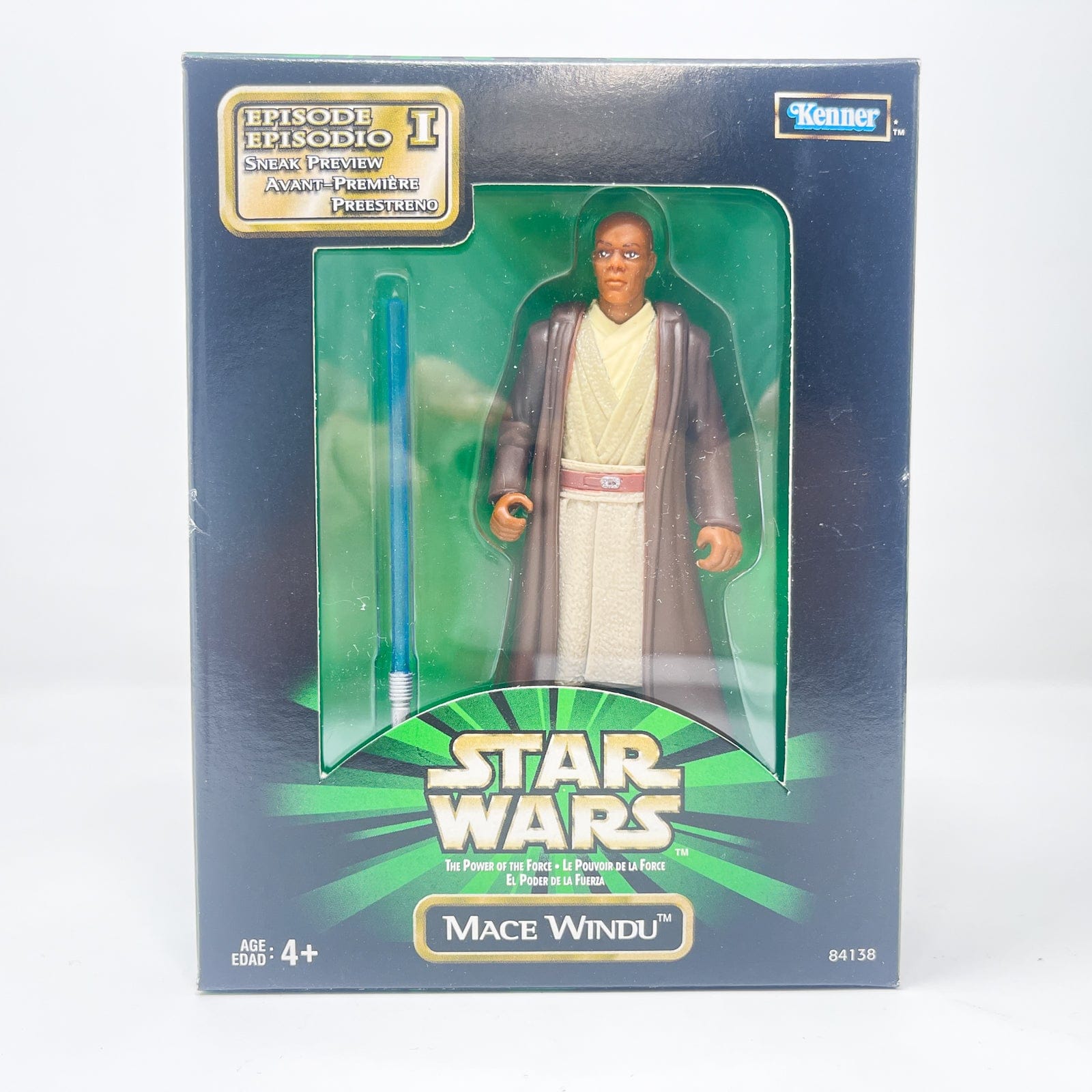Vintage Hasbro Star Wars Mid MOC Mace Windu (Sneak Preview) - Kenner Power of the Force (POTF2)