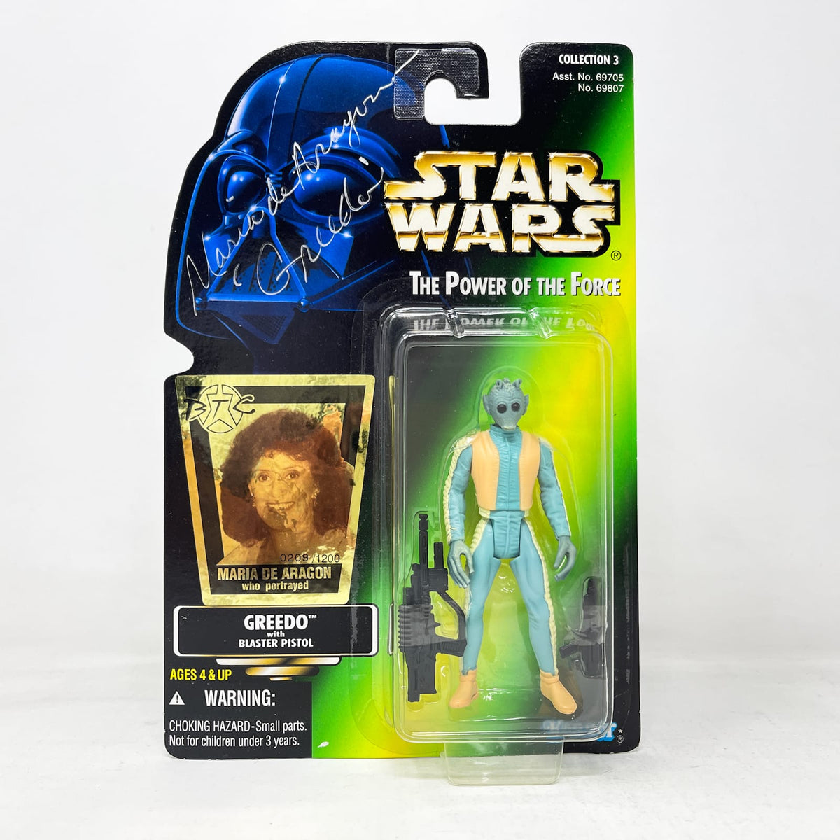 Vintage Hasbro Star Wars Mid MOC Maria De Aragon Autograph Greedo - Kenner 1996 Power of the Force (POTF2)