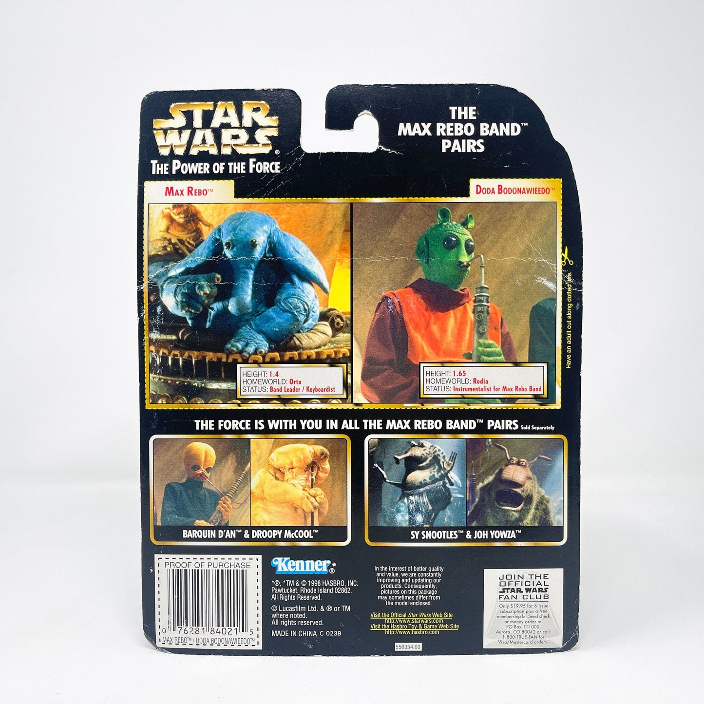 Vintage Hasbro Star Wars Mid MOC Max Rebo & Doda Bodonawieedo (Max Rebo Band Pairs) - Kenner 1998 Power of the Force (POTF2) Star Wars Action Figure Set