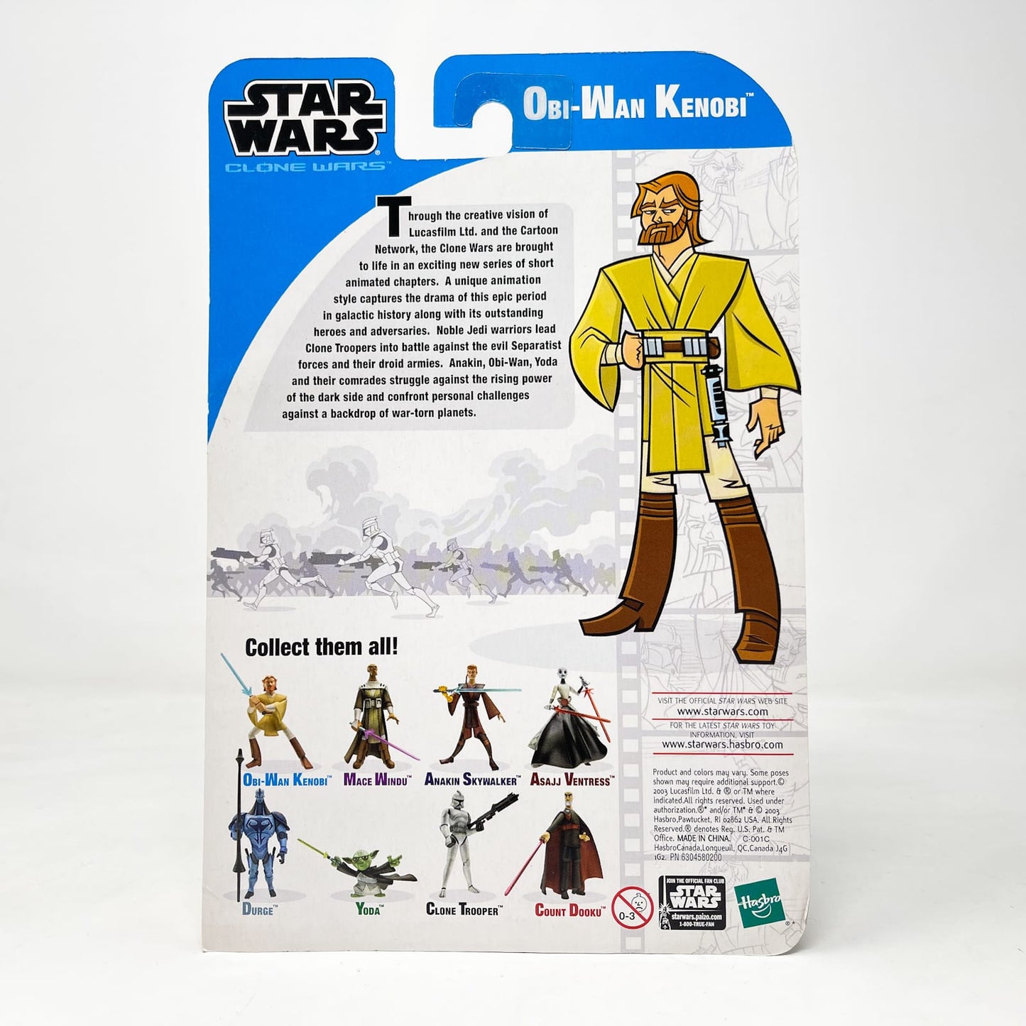 Vintage Hasbro Star Wars Mid MOC Obi-Wan Kenobi (2003) - Hasbro Tarkovsky Clone Wars Animated Figure MOC