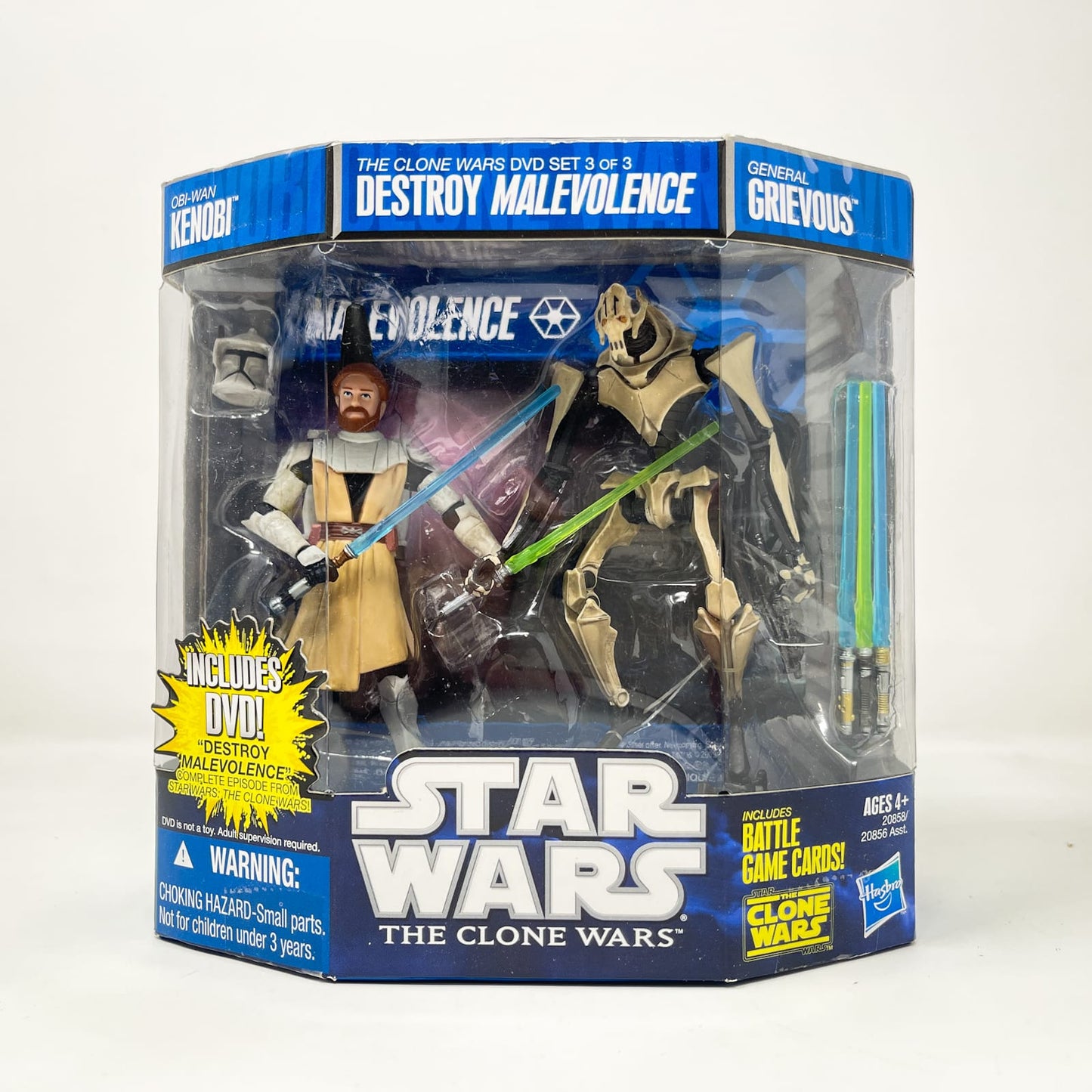 Vintage Hasbro Star Wars Mid MOC Obi-Wan Kenobi & General Grievous Destroy Malevolence (DVD Set 3 of 3) 2-pack - Hasbro Clone Wars (2010)