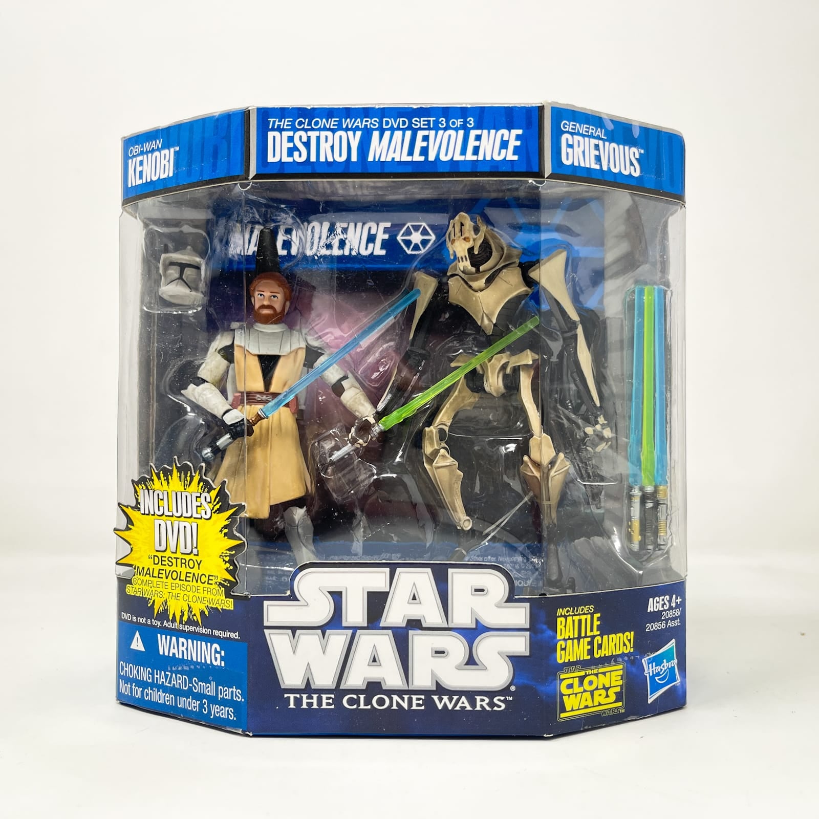 Vintage Hasbro Star Wars Mid MOC Obi-Wan Kenobi & General Grievous Destroy Malevolence (DVD Set 3 of 3) 2-pack - Hasbro Clone Wars (2010)