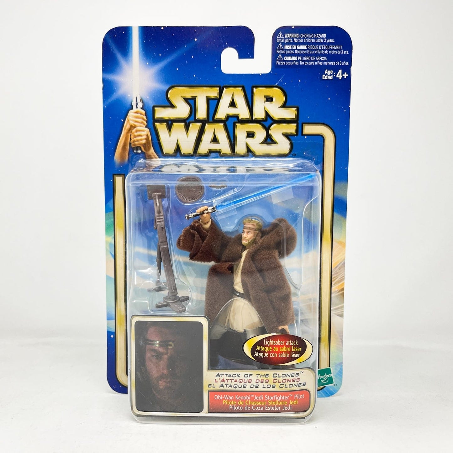 Vintage Hasbro Star Wars Mid MOC Obi-Wan Kenobi (Jedi Starfighter Pilot) #02-36 - Hasbro SAGA Series 3.75"