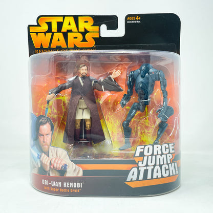 Vintage Hasbro Star Wars Mid MOC Obi-Wan Kenobi with Super Battle Droid - Hasbro 2005 Revenge of the Sith