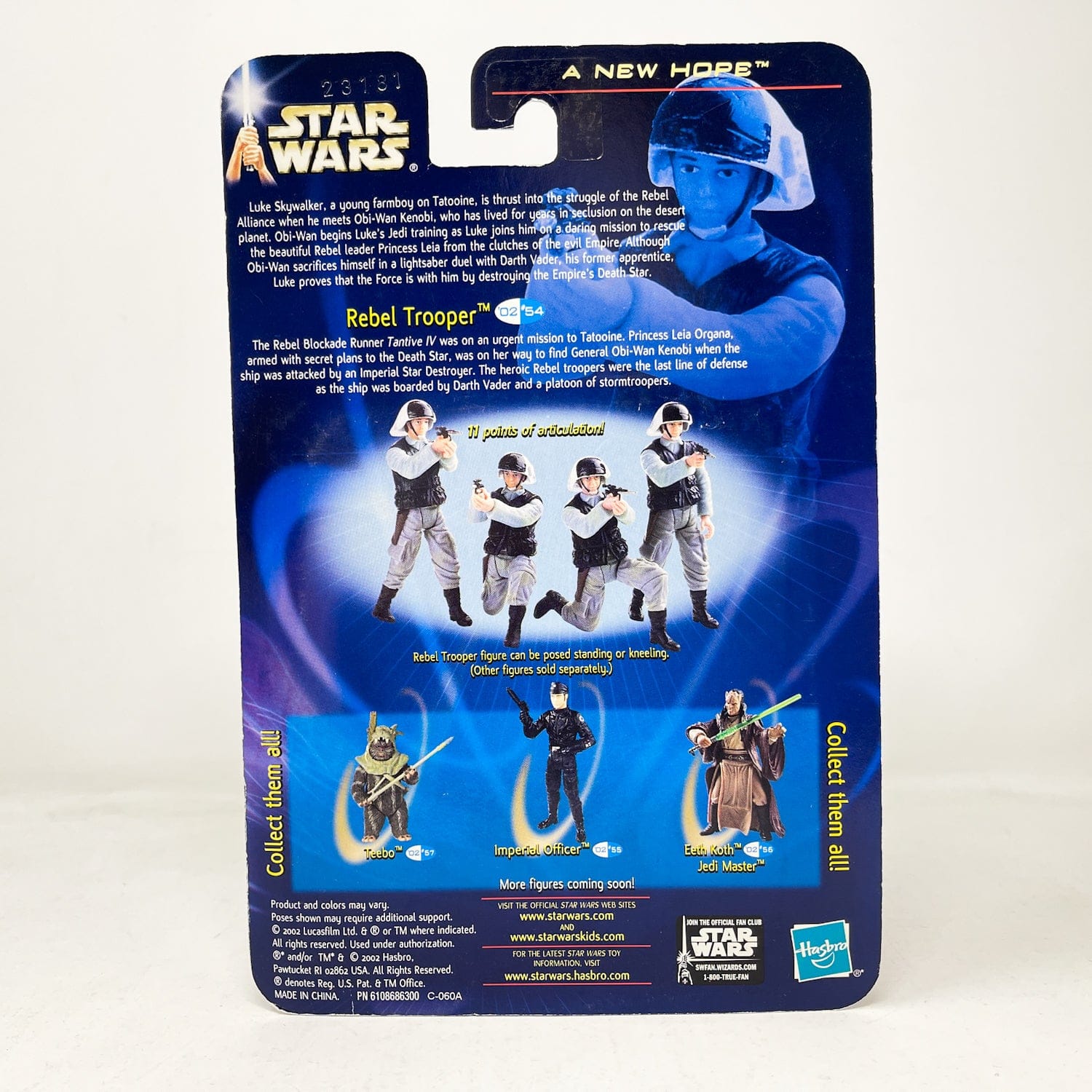 Vintage Hasbro Star Wars Mid MOC Rebel Trooper (Tantive IV Defender) #02-54 - Hasbro SAGA Series 3.75"