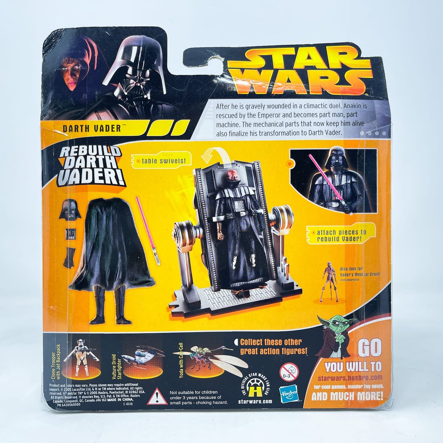 Vintage Hasbro Star Wars Mid MOC Rebuild Darth Vader 2/ Operating Table (ROTS) - Hasbro 2005 3.75" Star Wars Action Figure