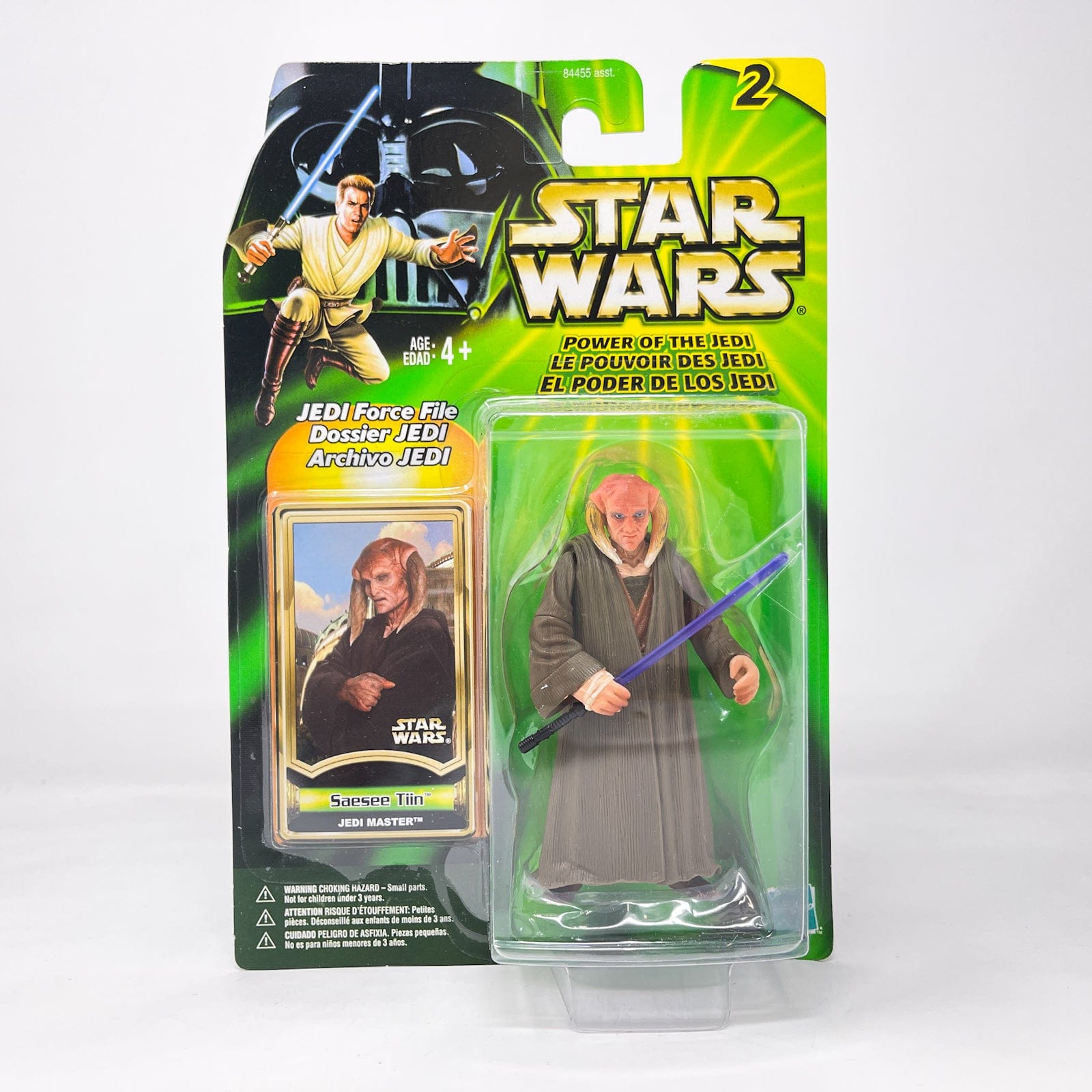 Vintage Hasbro Star Wars Mid MOC Saesee Tiin (Jedi Master) - Hasbro Power of the Jedi POTJ (2001)