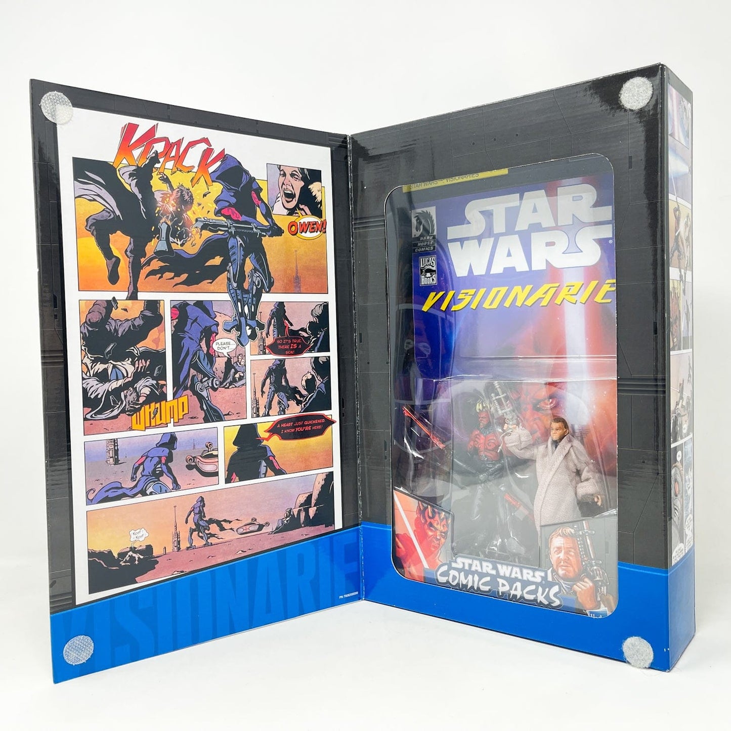 Vintage Hasbro Star Wars Mid MOC Visionaries Comic Pack - Darth Maul & Owen Lars - Hasbro Darkhorse Comics