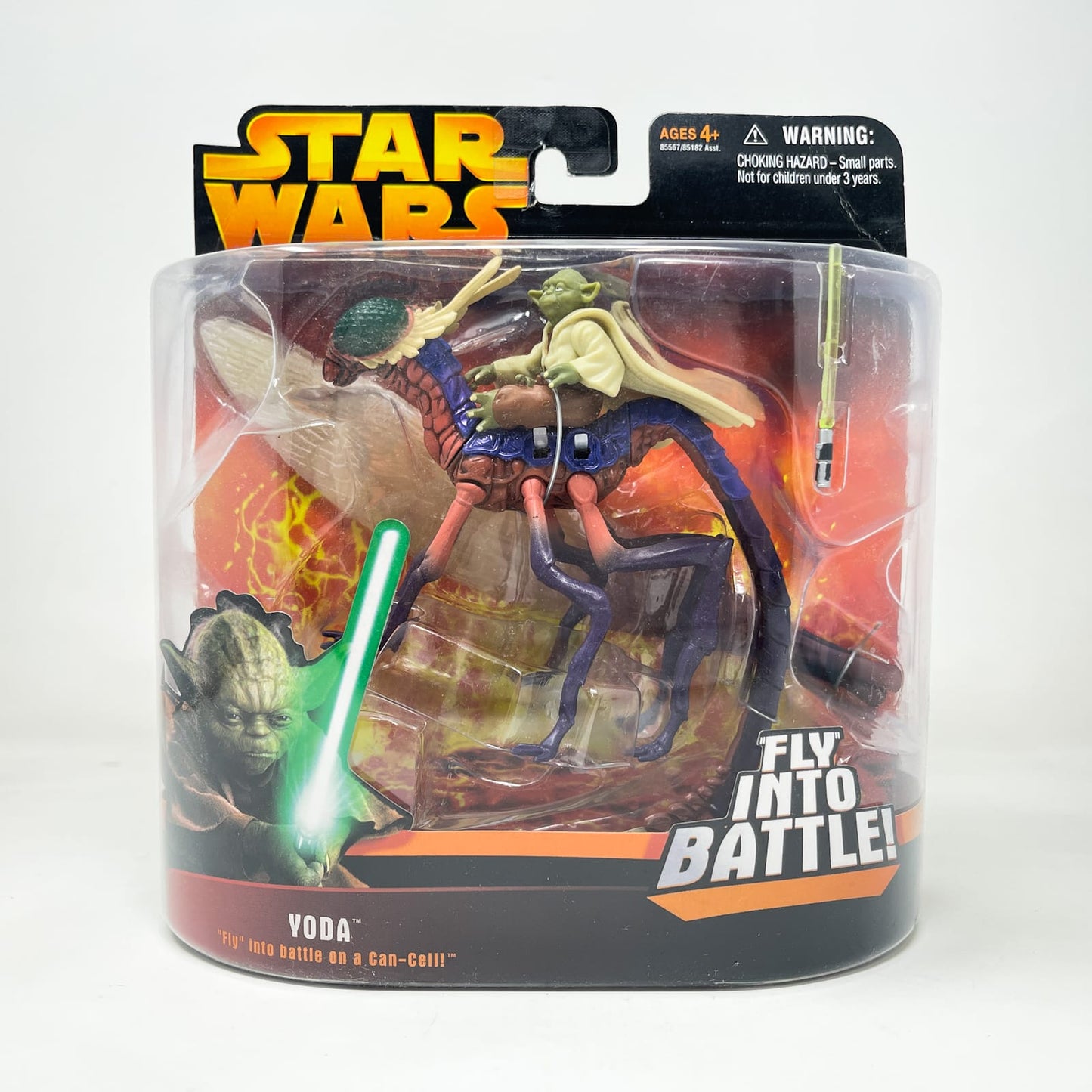 Vintage Hasbro Star Wars Mid MOC Yoda Fly Into Battle Deluxe Figure - Hasbro ROTS 2005