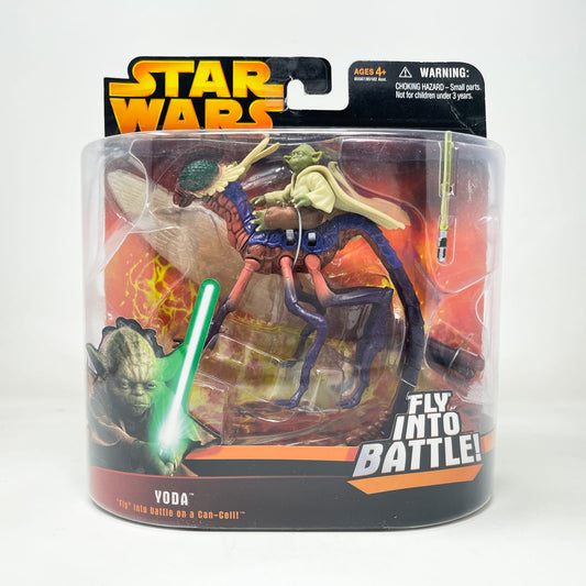 Vintage Hasbro Star Wars Mid MOC Yoda Fly Into Battle Deluxe Figure - Hasbro ROTS 2005