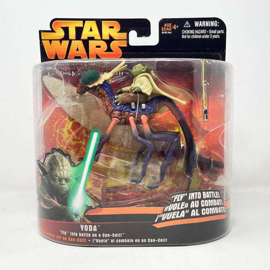 Vintage Hasbro Star Wars Mid MOC Yoda Fly Into Battle (ROTS) - Hasbro 2005 3.75" Star Wars Action Figure