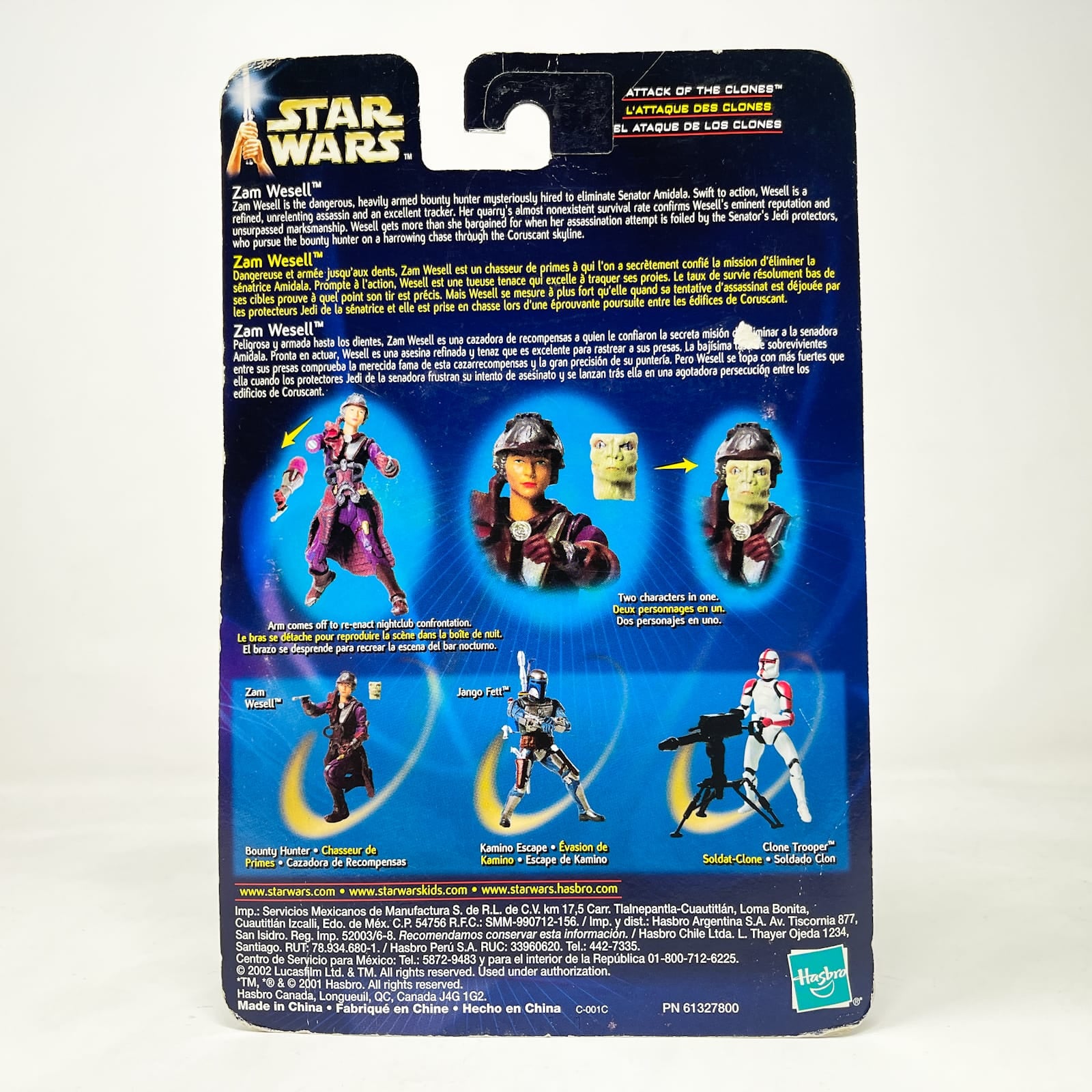 Vintage Hasbro Star Wars Mid MOC Zam Wesell (Bounty Hunter) #02-18 - Hasbro SAGA Series 3.75"