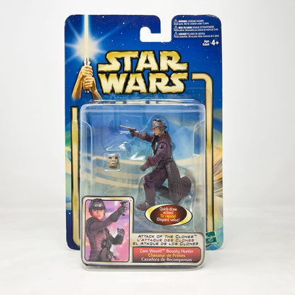 Vintage Hasbro Star Wars Mid MOC Zam Wesell (Bounty Hunter) #02-18 - Hasbro SAGA Series 3.75"