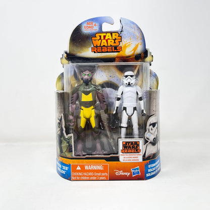 Vintage Hasbro Star Wars Mid MOC Zeb Orrelios & Stormtrooper MS01 - Hasbro 2015 Rebels Mission Series 2-Pack