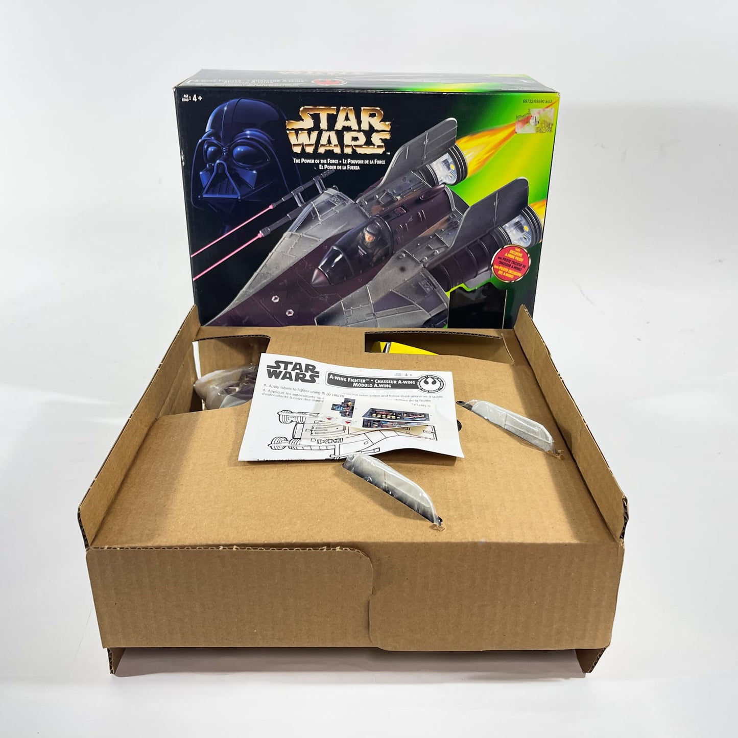 Vintage Hasbro Star Wars Mid Ships A-Wing Fighter - POTF2 Hasbro 1997 Star Was Vehicle - Open Box
