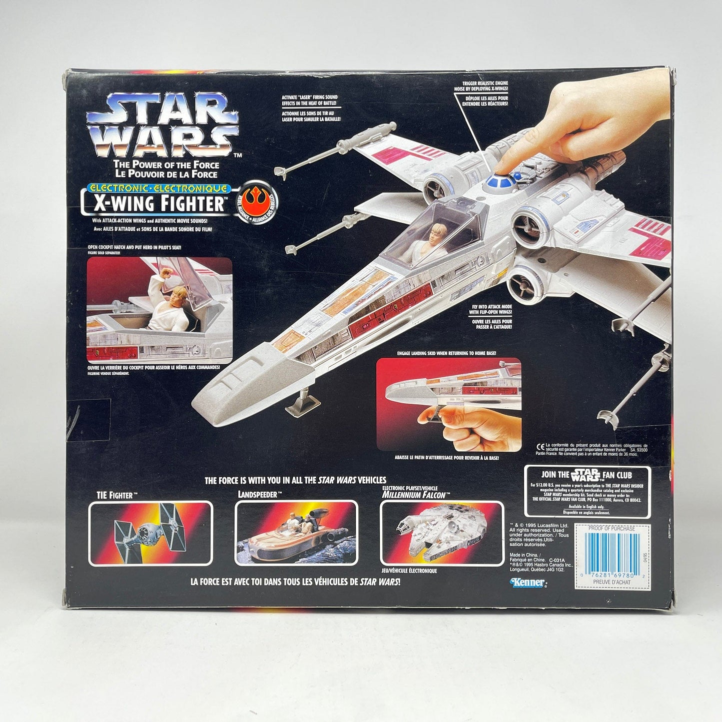 Vintage Hasbro Star Wars Mid Ships Electronic X-Wing Fighter (Canadian Box) - POTF2 Hasbro 1995 Star Was Vehicle - MIOP